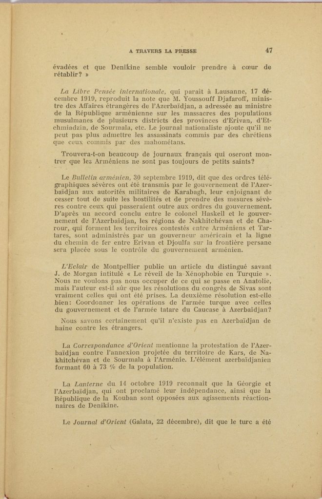 L'Europe orientale : pour la défense des nouvelles républiques d'Orient - No. 9-10 - 1-16 janvier 1920, Paris (p. 47)