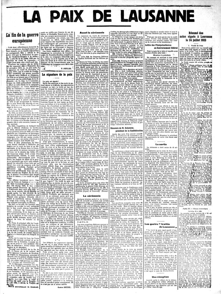 Gazette de Lausanne - 25.07.1923 - La paix de Lausanne (page 3)