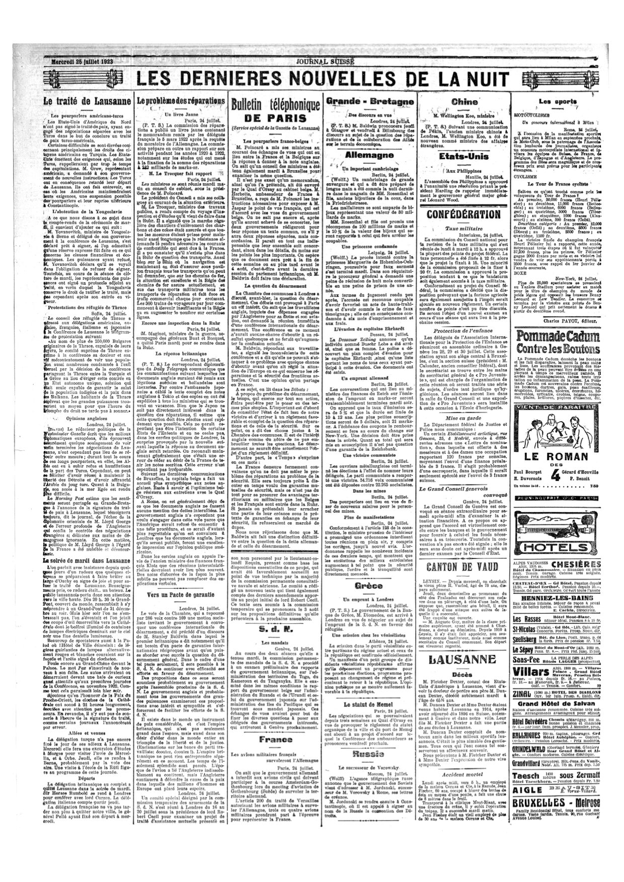 Gazette de Lausanne - 25.07.1923 - page 6